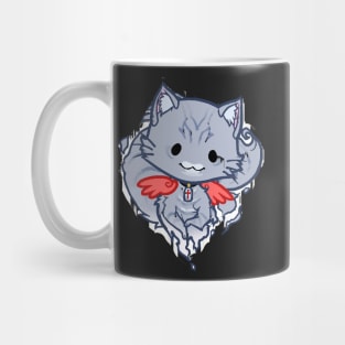 Halloween Chibi Winged Kitty - Grey Tabby Ghost Cat Mug